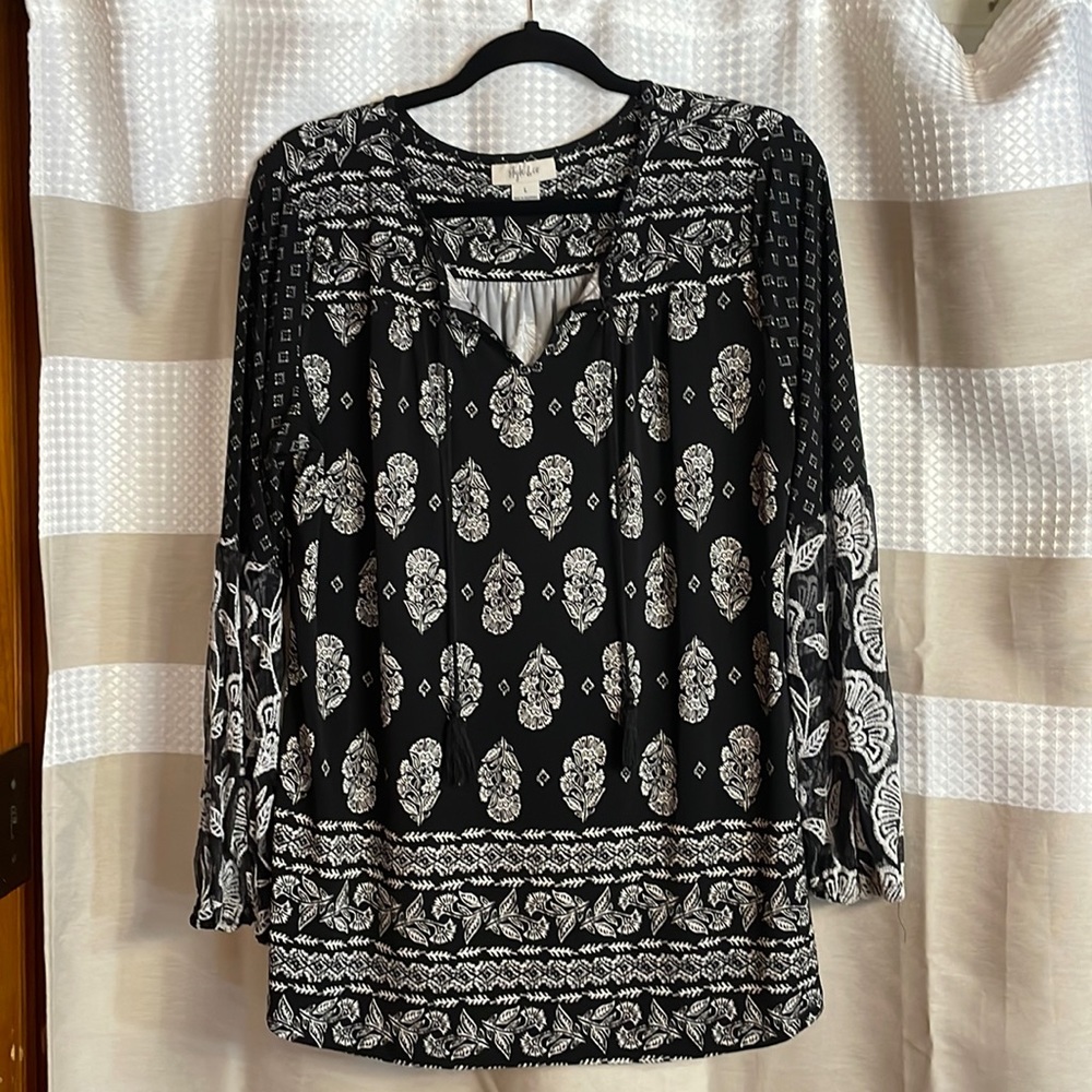 Style & Co. Black and White Peasant Style Tunic